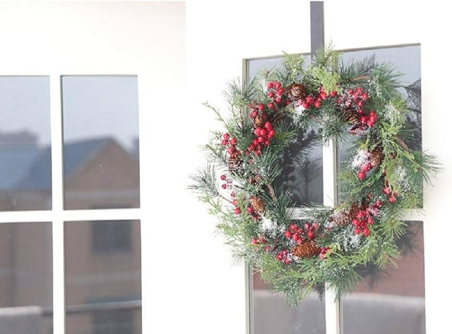 Amazon.co.jp: クリスマスリース 50cm×50cm 赤い実 松ぼっくり Xmas